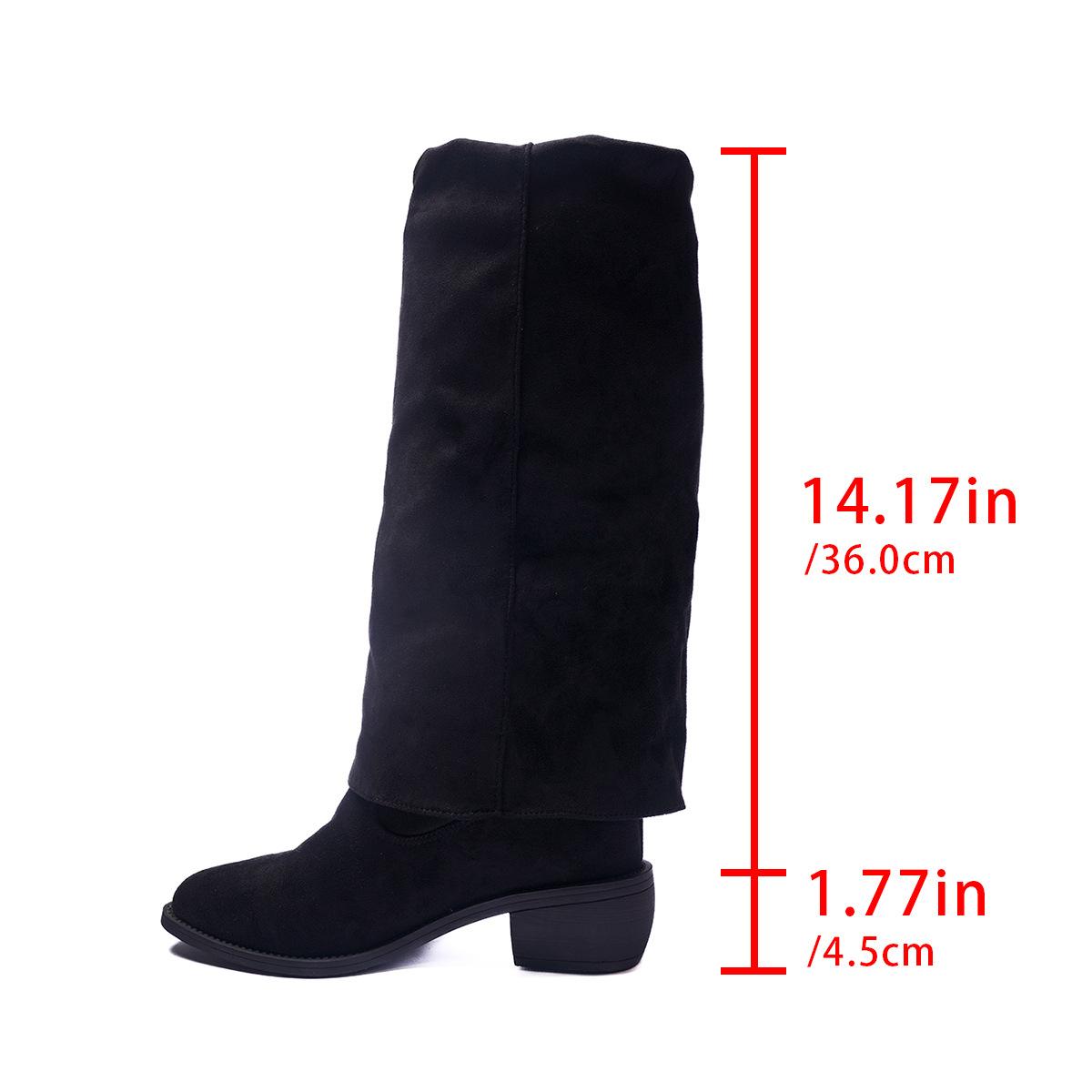 

Autumn and winter new foreign trade casual medium boots women s pointed temperament but knee boots 36 чёрный