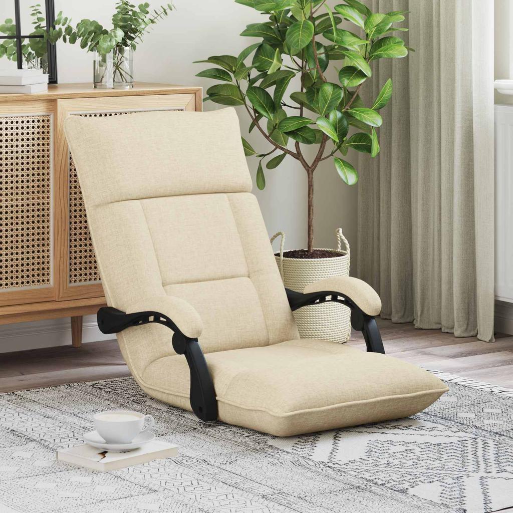 Adjustable Footstool Cream Fabric