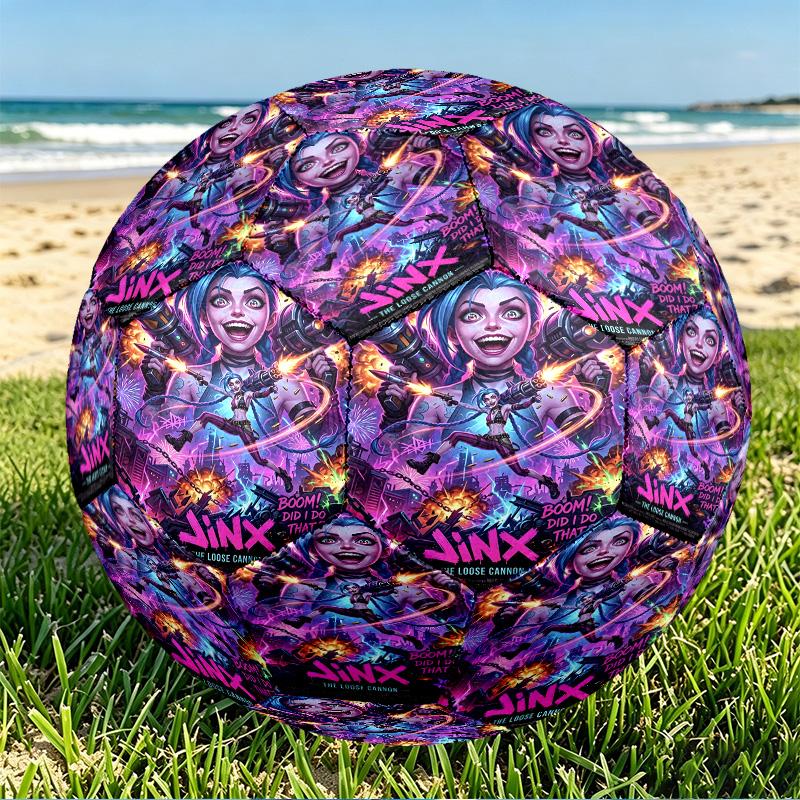 Jinx Print Size 5 Soccer Ball, PU Wear Resistant Football for Match Training and Daily Practice, Birthday Gift for Soccer Fans
