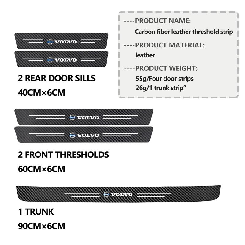 Car Door Carbon Fiber Sill Anti Scratch Protect Strip Sticker For Volvo Xc60 Xc90 V40 V60 S60 V50 V90 S80 C40 XC40 V70 XC70 C30