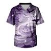Men's Halloween Print Medical Scrub Top V Neck Tie Pocket Comfortable Fit Daily Workwear for Healthcare Professionals