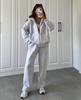 Europe, America, cross-border, women's clothing 2025 new fashion casual suit solid color long-sleeved sweater zipper trousers two-piece set