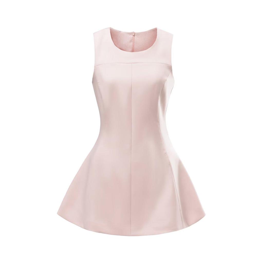 YPFF Trendy Women's Sleeveless Waist-Cinched Solid A-line Dress