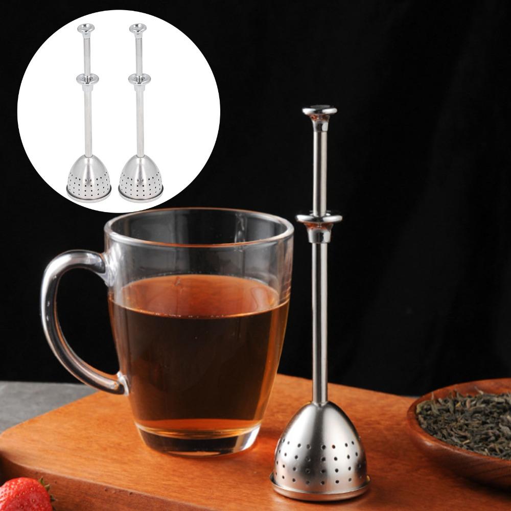 2 Pcs Set Fine Holes Tea Strainer Long Handle Stainless Steel Infuser  Loose Leaf Tea