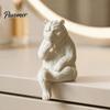 Modern Minimalist Animal Sculptures 3D Print Bear Figurine Statue, Matte Resin Relief Sculpture, Nordic Cute Meditating Ornament Art for Home