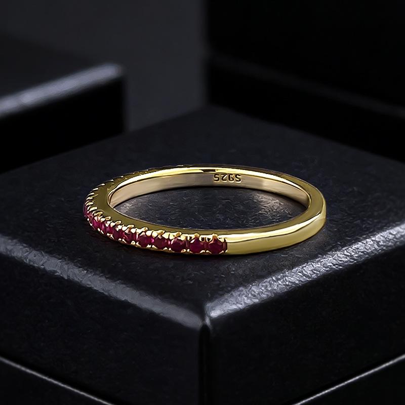 Luoxi Temple S925 Silver Half Circle Diamond Stackable Ring Set