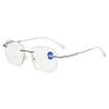 2026 Fashionable Diamond Cut Rimless Clear Lens Celebrity Glasses for Reading