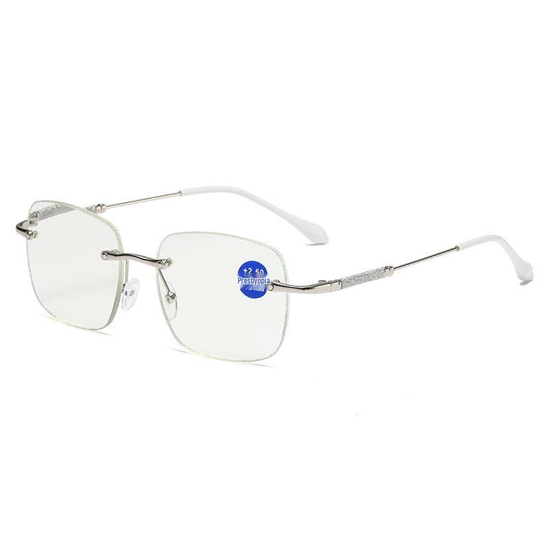 2026 Fashionable Diamond Cut Rimless Clear Lens Celebrity Glasses for Reading