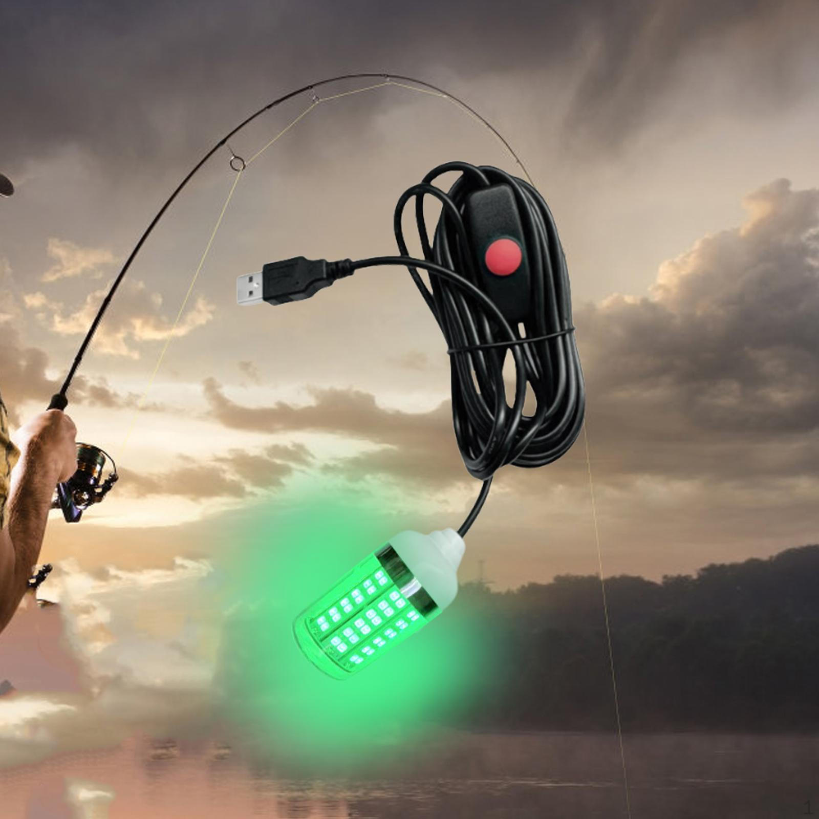 

Подводный рыболовный фонарь IP68 Водонепроницаемый 5В 108 светодиодных бусин Лампа для лодки green light