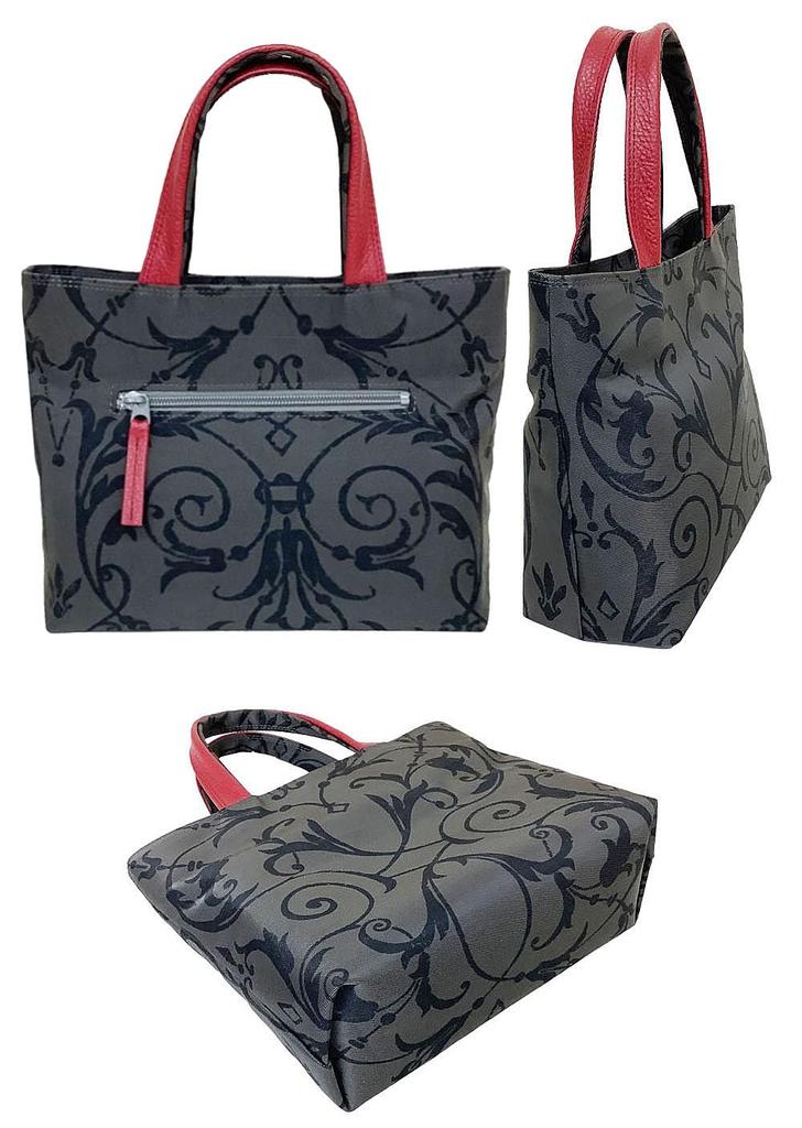 [HARUBE] Kyoto Naniwaya Tote Bag, Lightweight and Slim, Artisan-Dyed Nylon, Handbag, Practice Bag, Women's # E2-921 [Arabesque] (Gray X Ivory)