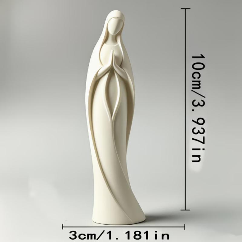 3D Printed Praying Mary Statue Minimalist Blessed Mother Ornament Plastic Scratch Resistant