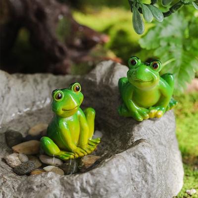 Garden Miniature Frog Statue Indoor Outdoor Sitting Frog Figurine Resin Cartoon