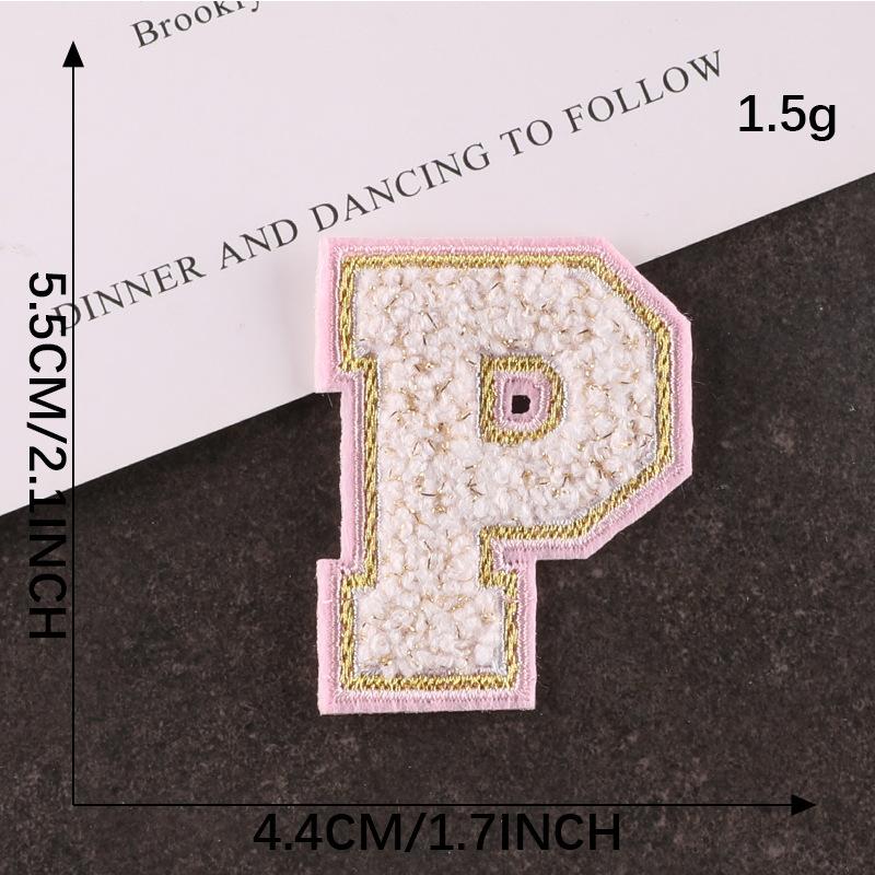 Computer Embroidery Gold Silk Towel Embroidery Cloth Label English Alphabet Hand Account Diy Patch Accessories Chenier Embroidery Cloth Sticker
