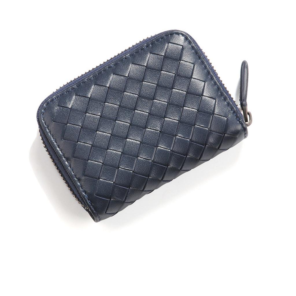 Všestranná kožená peněženka na karty s více sloty, dámská mincovka, tkaná peněženka na karty z ovčí kůže, držák na vizitky