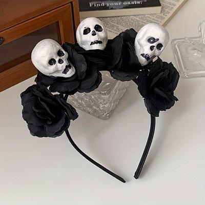 Personalized Halloween Black Simple Wide Headband for Girls and Women Skull Headband Hair Accessories Hair Hoops