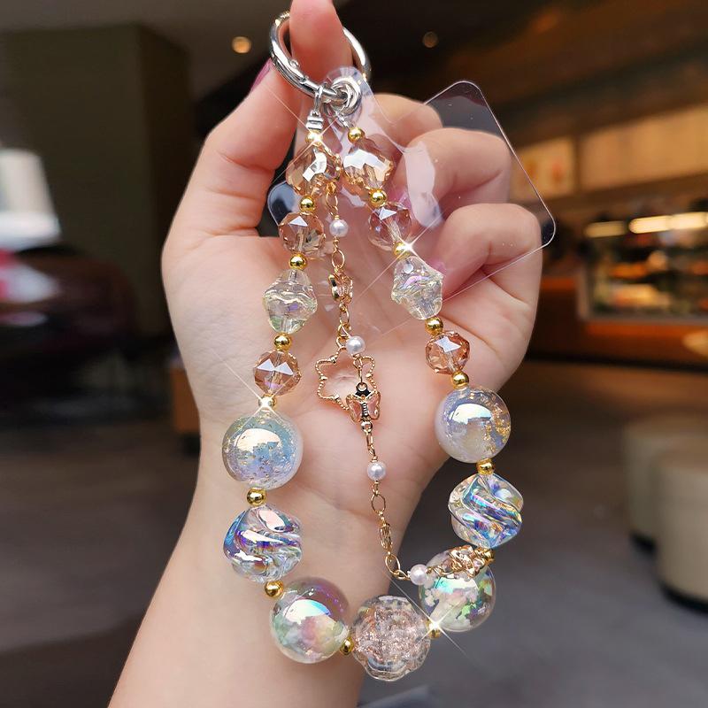 Mobile Phone Lanyard Dream Starry Bead Bracelet Clip Mobile Phone Case Universal Rope Wrist Strap Strap Bracelet Short