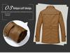 Men's Winter Fleece-Lined Leather Jacket, Mid-Length, Thickened, Casual, Middle-Aged, Warm Cotton Coat