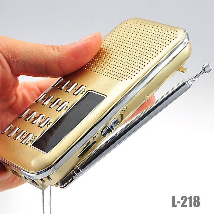 Super Bass HIFI FM Radio Speaker L-218 with TF USB AUX Flashlight Rechargeable Battery