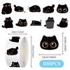 500 Pcs/Roll Cute Black Cat Cartoon Stickers Graffiti Aesthetic Decoration Luggage Laptop Computer Journal Stickers
