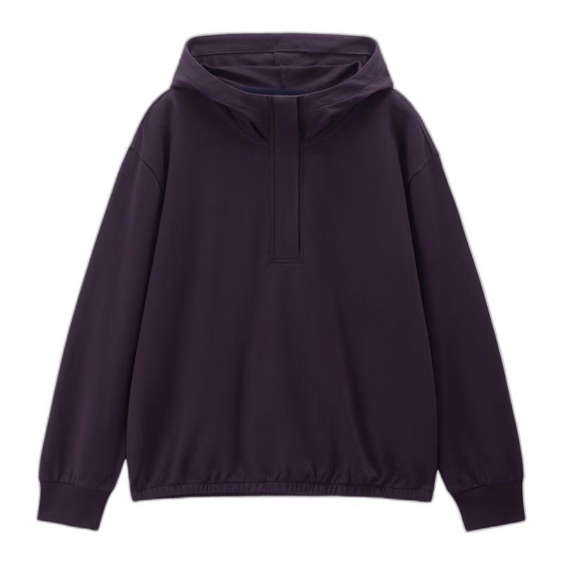 Giordano Women's Cotton Half-Zip Hooded Sweatshirt