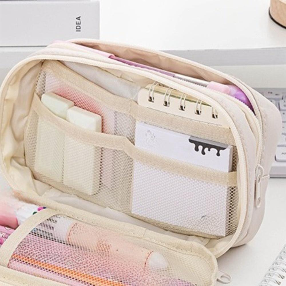 Large Capacity Pen Pouch Solid Color Pencil Case Fashion Pencil Bag  Back To School