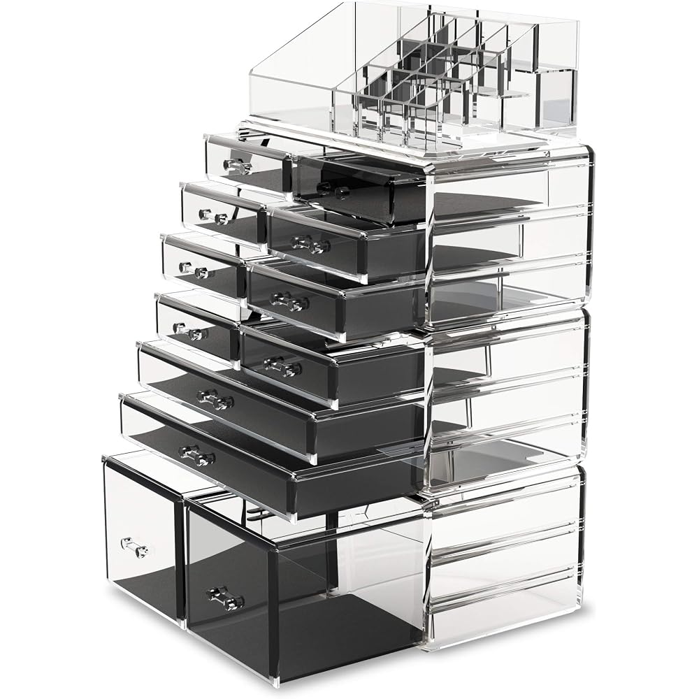 Readaeer Large Capacity Clear Makeup Storage Box 4-Tier Cosmetic Organizer Case