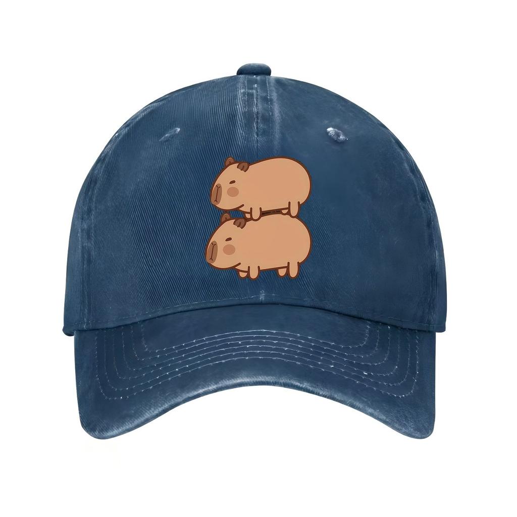 Süße gestapelte Capybara Baseballkappe Polyester Lässig Streetwear Verstellbar Unisex Hut