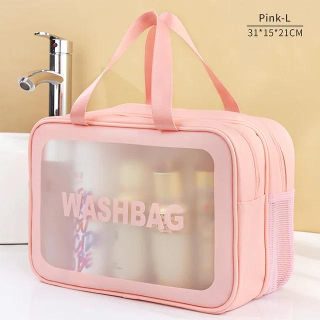 Dry-Wet Separation Partition Toiletry Bag Portable PVC Double-Layer Cosmetic Storage Bag for Travel, Beach, Pool Bathing