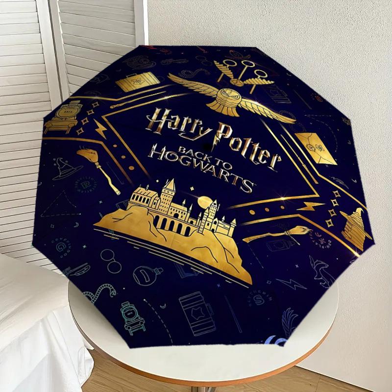 1 ks deštníku Hogwarts Harry Potter - 8 žeber vyztužený, automatické otevírání, lehký a odolný, roztomilý módní doplněk pro venkovní použití, D2699
