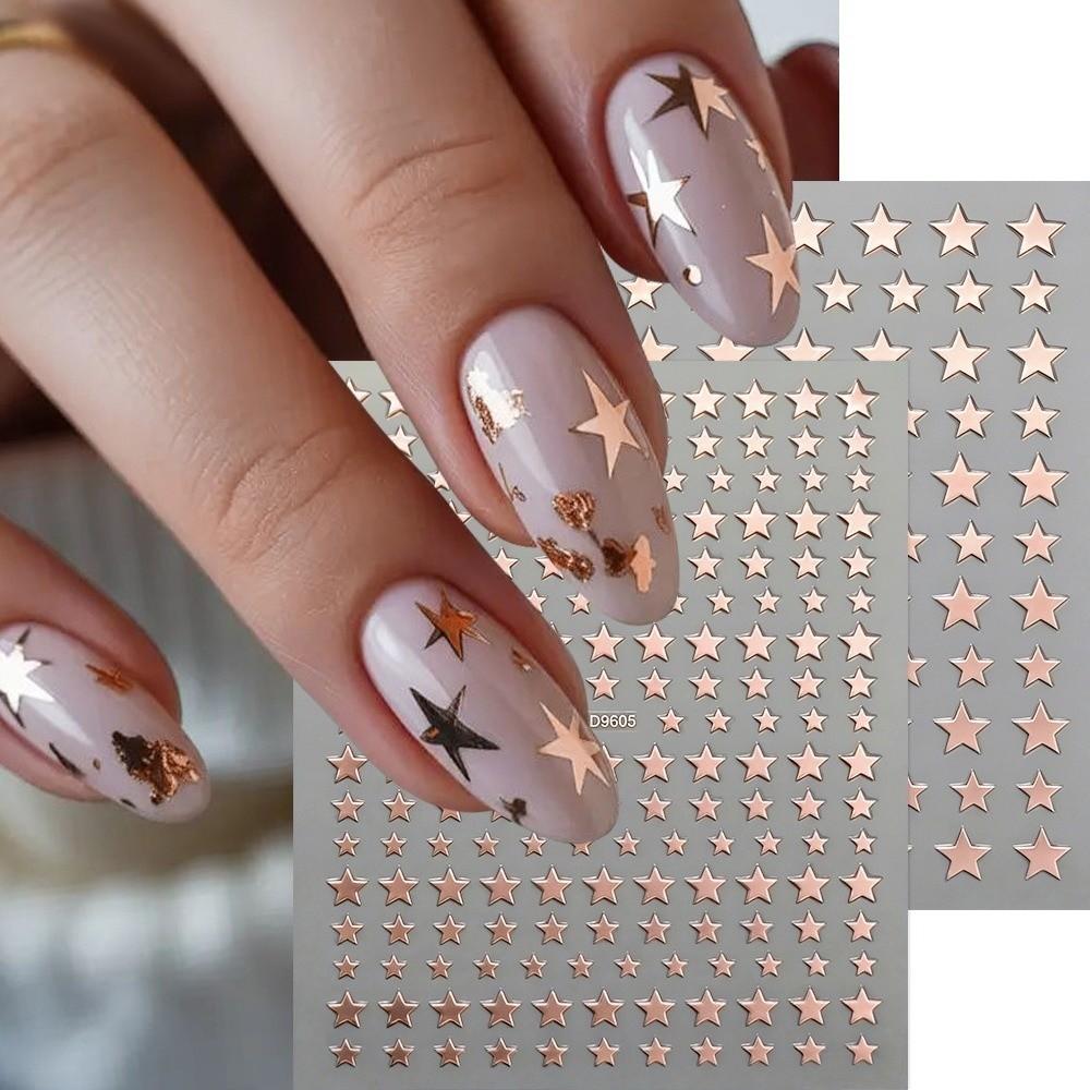 6Pcs Waterproof Irregular Star Manicure Decals Y2K Nail Art Stickers DIY Manicure