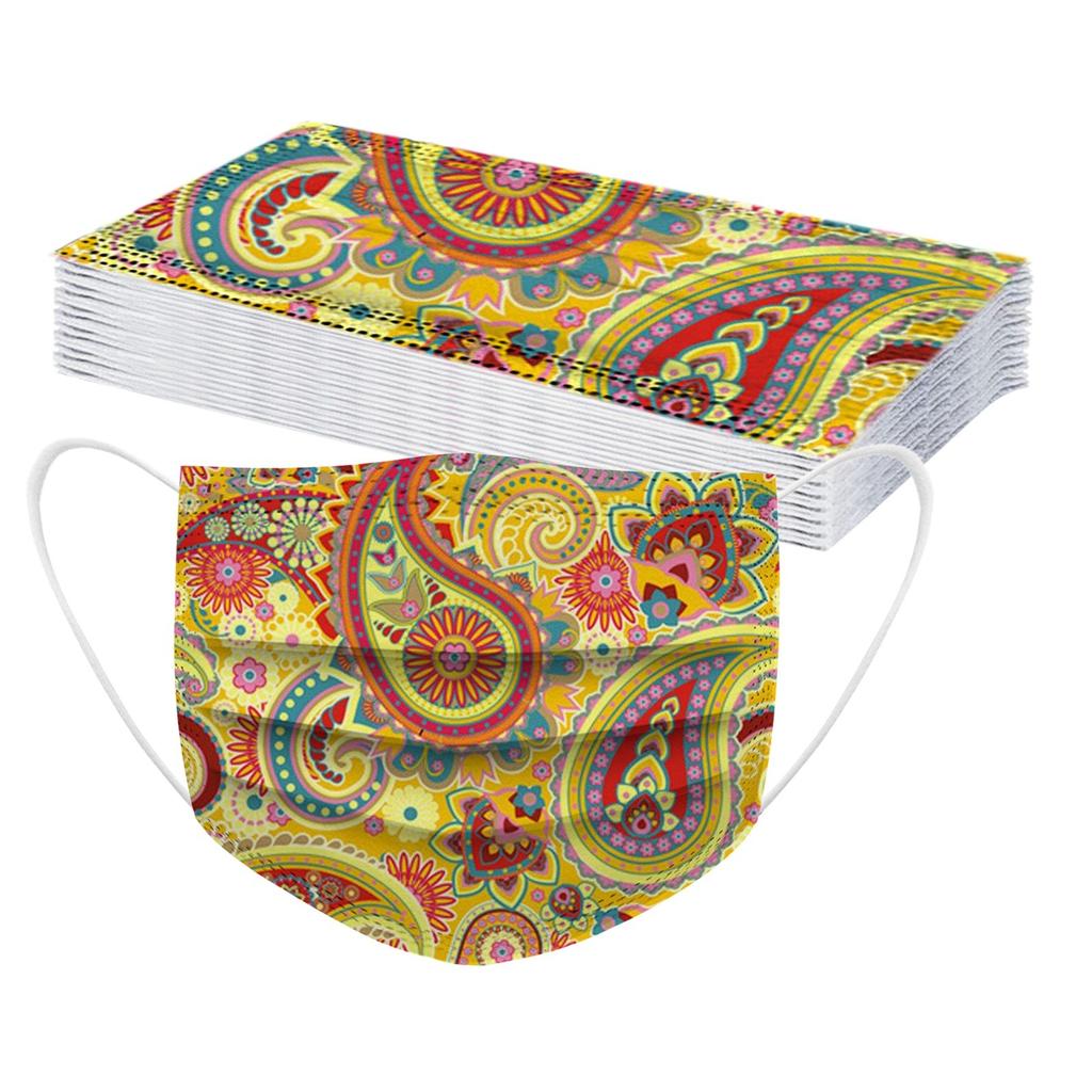 20PCS Adult's Mask Paisley Print Disposable Face Mask Industrial 3Ply Ear Loop