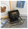 Bow Simple Golden Decoration Solid Color Leather Children Chain Bag Shoulder
