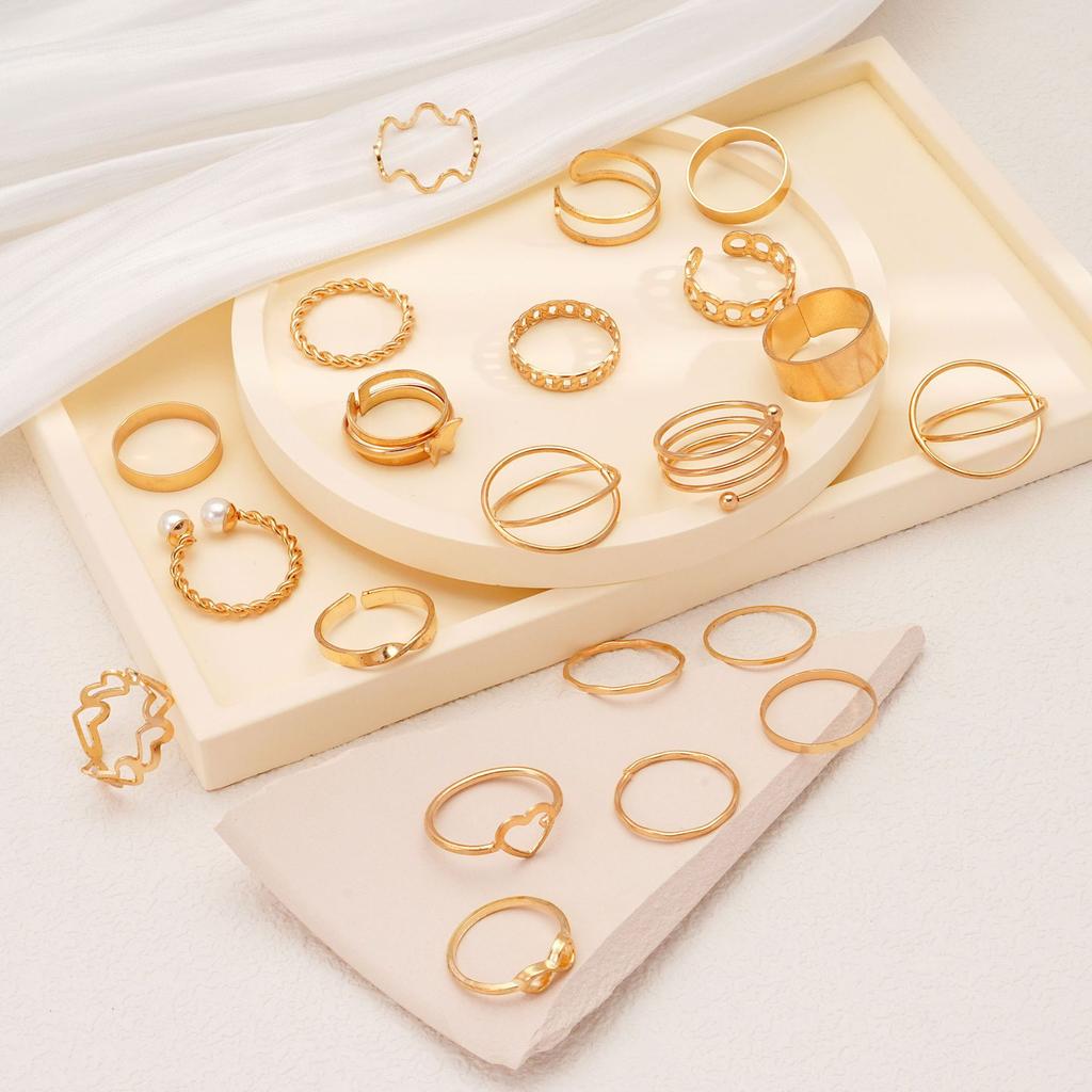 Adjustable Open Rings for Women - Heart, Butterfly & Design, 22 Piece Set