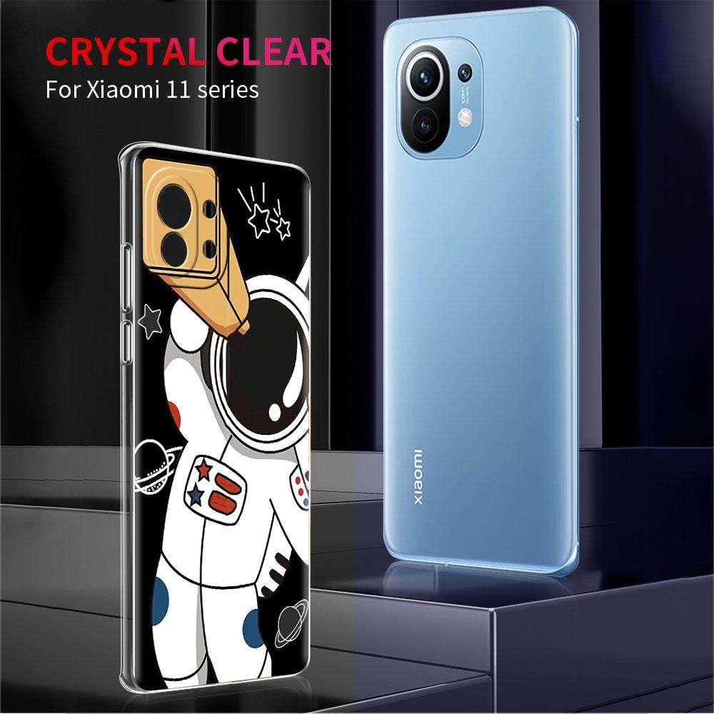 Süße Astronauten Klare Hülle Für Xiaomi Mi Poco X3 NFC M3 Pro F3 F1 11 Lite 12 Note 10 11T 9T Transparente Handyhülle