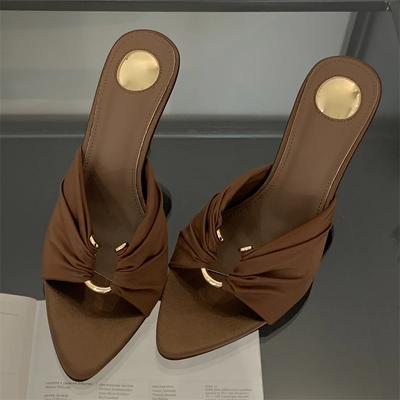 Summer Woman Slippers Fashion Open Toe Thin High Heels Shoes Street Style Stripper Party Slides Zapatos De Mujer