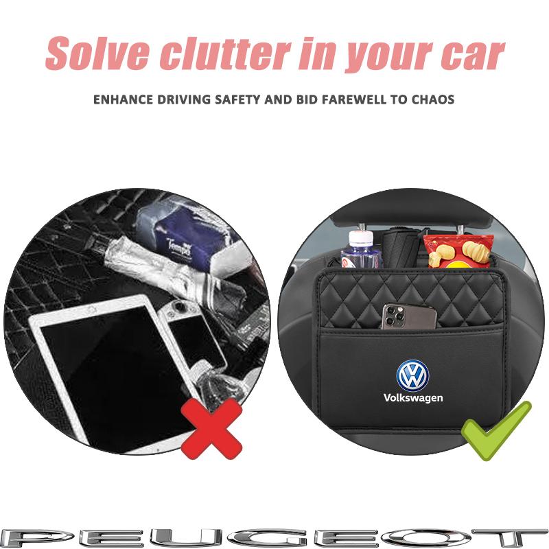 Car Seat Backrest Storage Stowing Tidying Pocket For VW GTI Polo Golf Passat MK6 MK7 Jetta Tiguan Arteon CC Taigo T-ROC Hub Cap