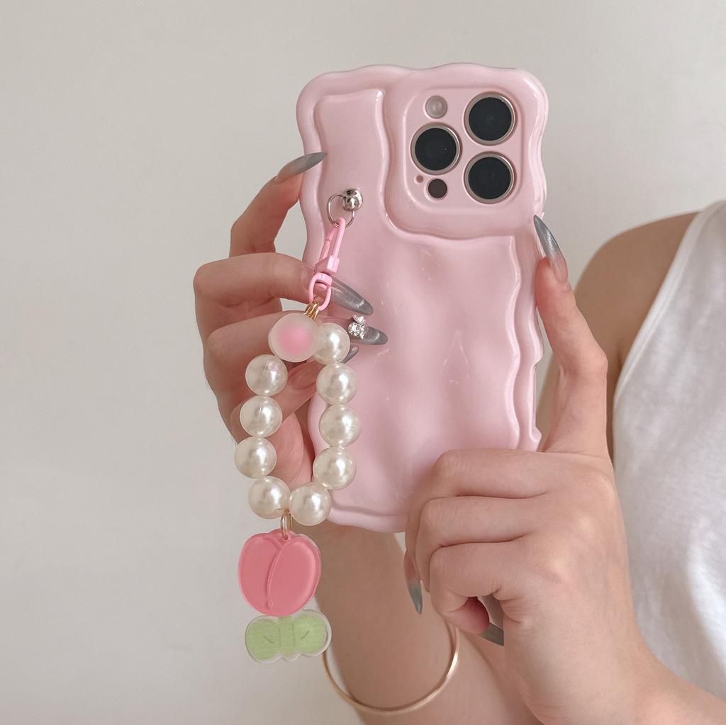 ins niche pearl flower pendant for iPhone16Pro max mobile phone case Apple 17 soft case 14/15