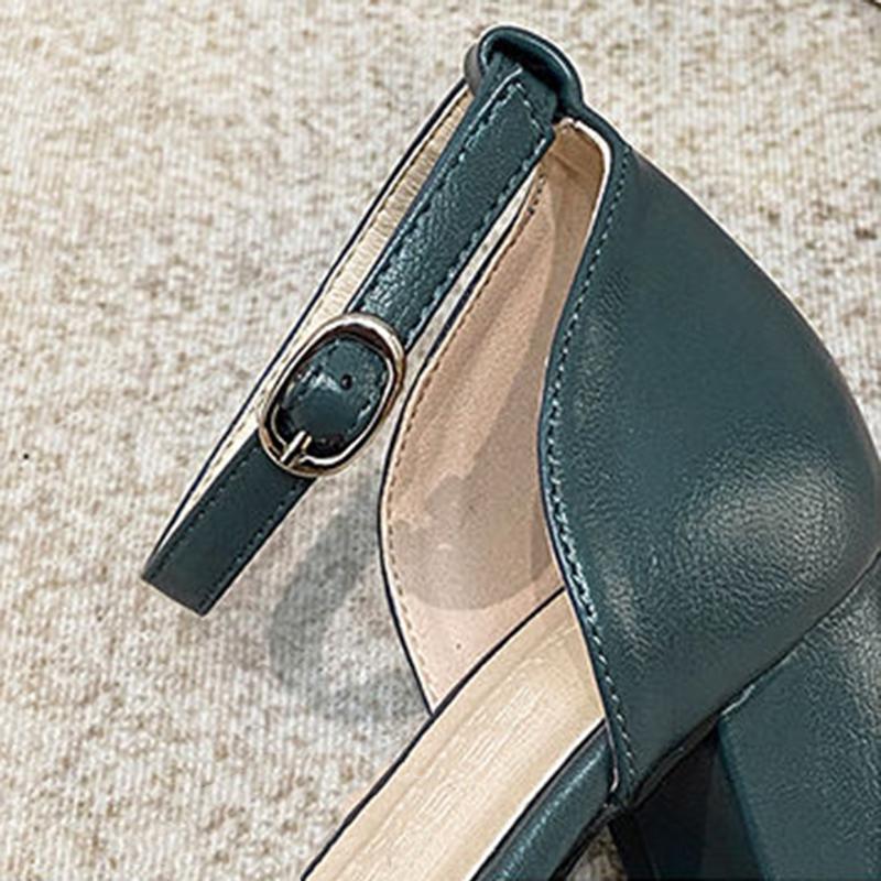 Cheap Horseshoe Heel with Buckle High Heels Thick with Round Toe