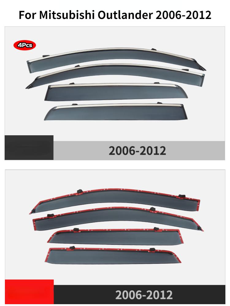 Window Rain for Mitsubishi Outlander 2006-2012 Accessories Visors Rain Guard Door Visor Vent Shades Ventvisor Awnings