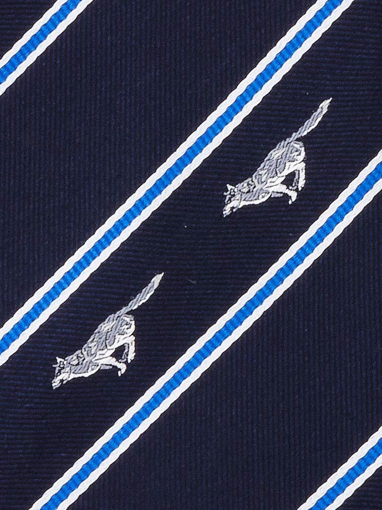 [COLORATA] Colorata Wolf Tie (145 x 8.5cm  Navy  Stripe  100% Silk  Jacquard Weave) Animal  Gift Present