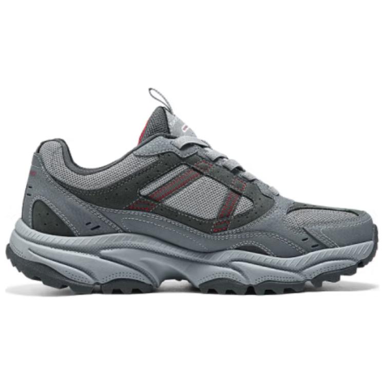 Skechers Outdoor Mens Fashion Versatile Durable Low-Top Casual Shoes Men Sneaker Charcoal Red 237740-CCRD