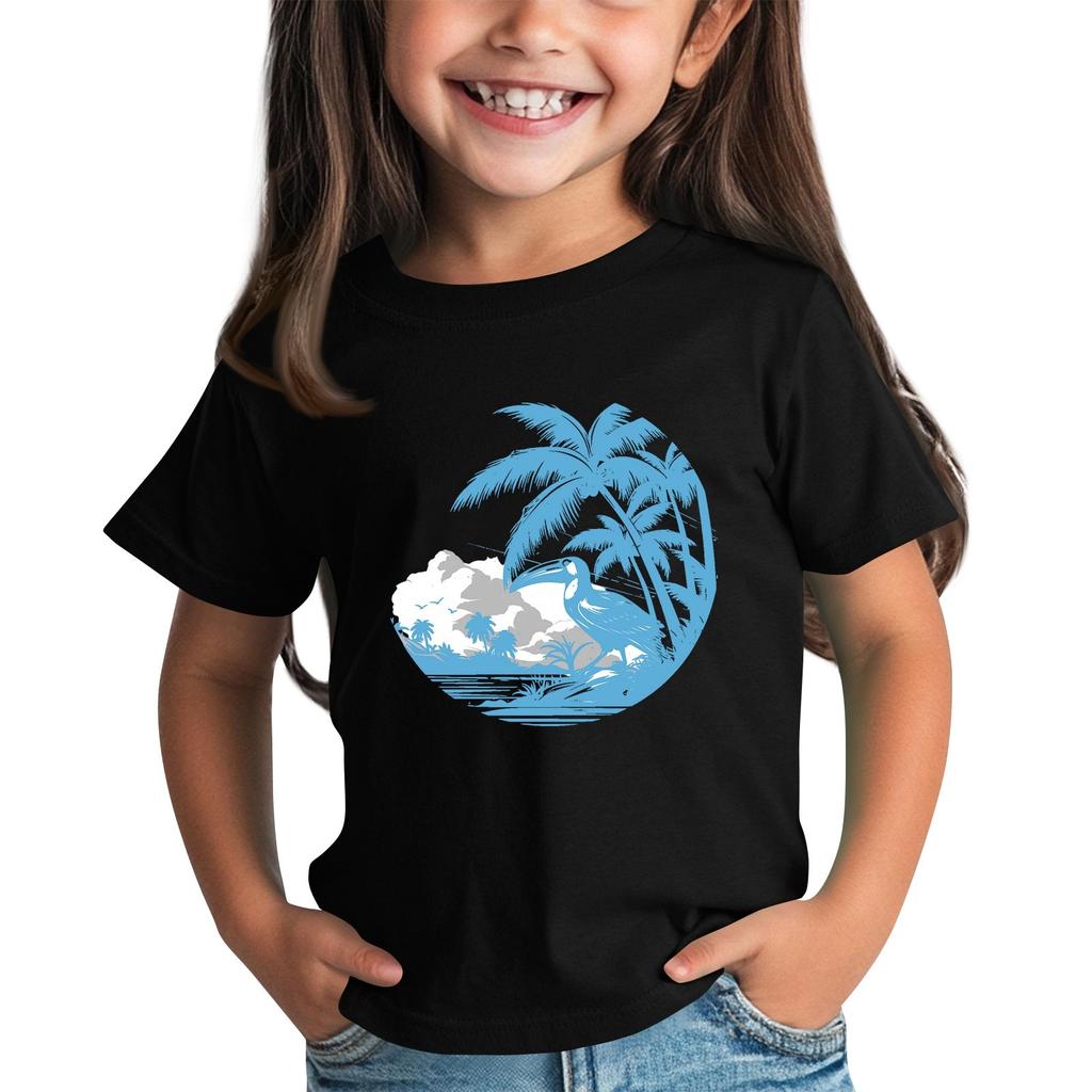 Kindermode Täglich Bedrucktes Rundhals Kurzarm Lässiges T-Shirt Top