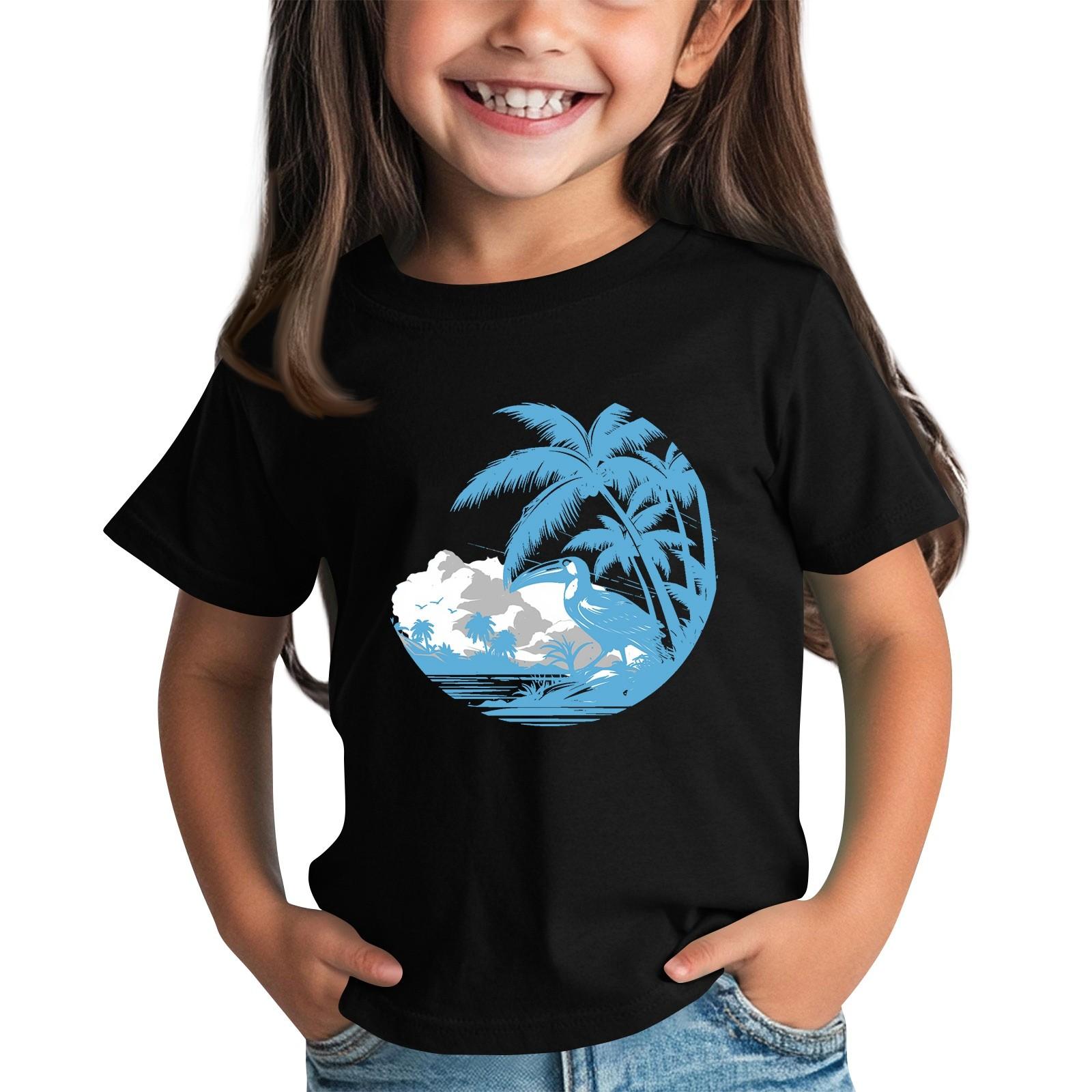 

Детская модная повседневная футболка с круглым вырезом и короткими рукавами 110 чёрный