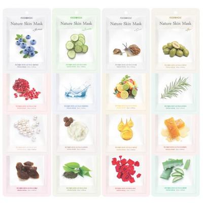 Dipendente dal cibo (100 fogli) 1 confezione al giorno Nature Skin Mask Pack, selezione: 04 Lumaca + Mirtillo + Oliva + Melograno + Burro di Karité 20