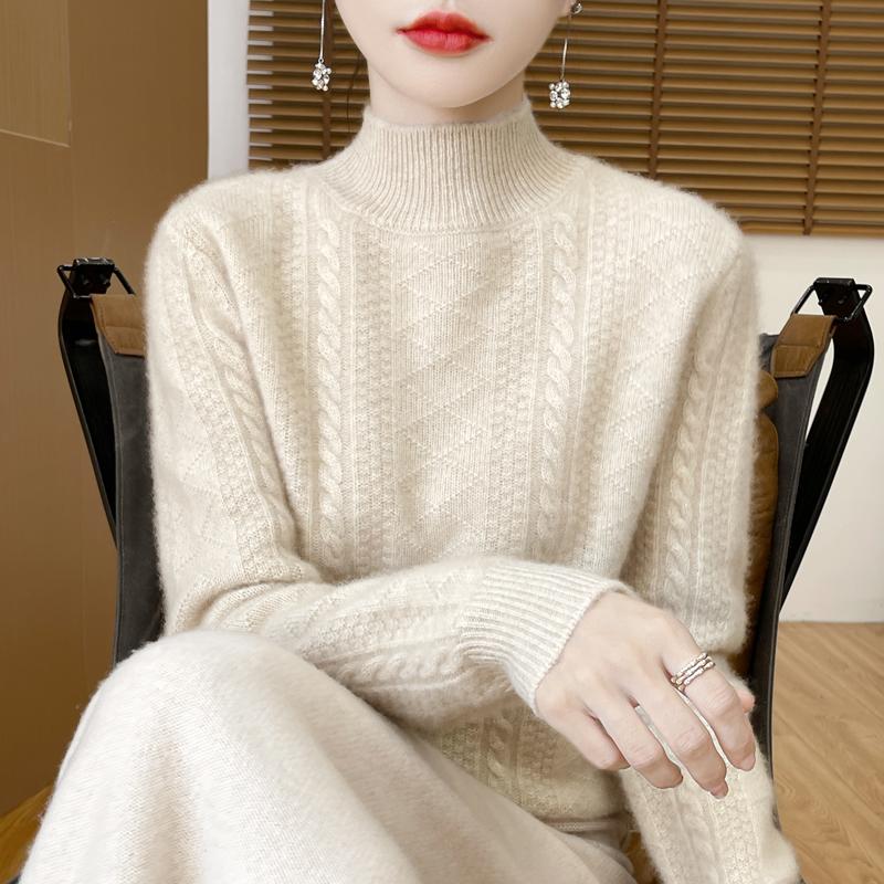 Women Sweater 100% Wool MODERN NEW SAGA Turtleneck Knit Pullover Thick Winter Jumpers Female Knit Tops