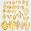 18k Real Gold Plated Stainless Steel Flower Charms Leaves Pendants For Jewelry Making Supplies Breloque Acier Inoxydable Pendant