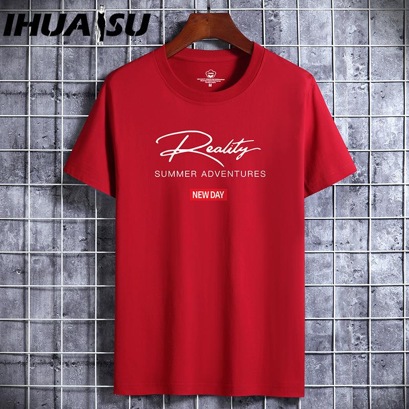 IHUASU Cotton Short Sleeve T-shirt Men's Fashion Loose Half Sleeve Shirt Printed Compassionate Shirt