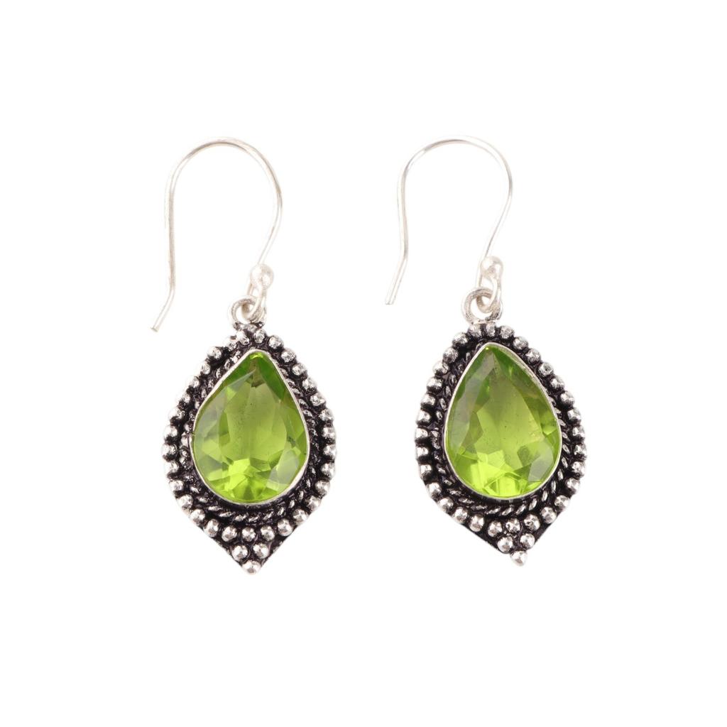 Peridot Gemstone Earrings 925 Sterling Silver Handmade Jewelry Christmas Gift EE-164-4