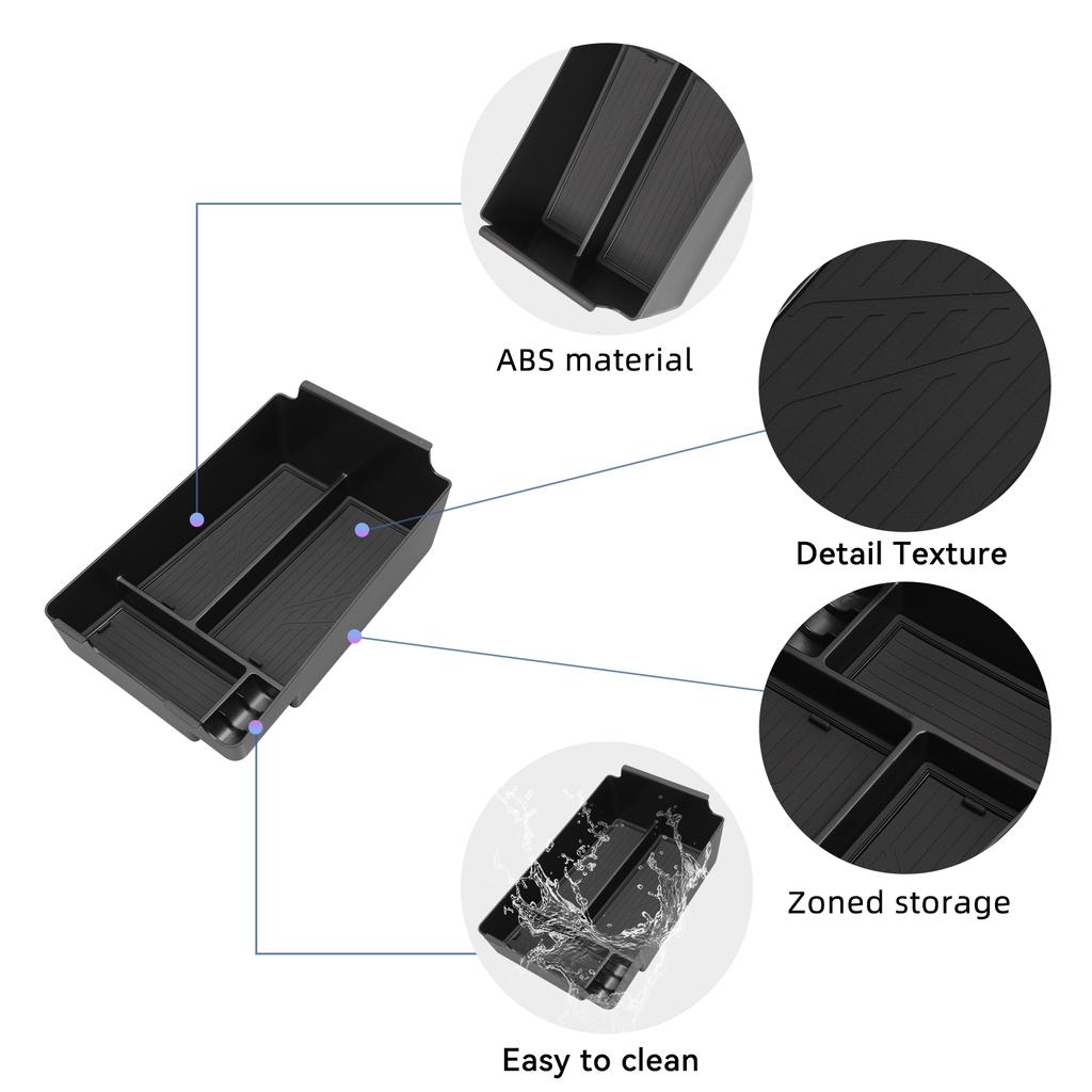 For Nissan Murano 2025 Center Console Armrest Storage Box Car Tray Organizers Accessories Tidying Black