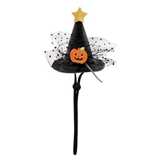 

Шляпа для домашних животных в жутком стиле на Хэллоуин, украшение в виде галстука-бабочки, регулируемый дизайн, шляпа для создания атмосферы, милые аксессуары для кошек и собак чёрный